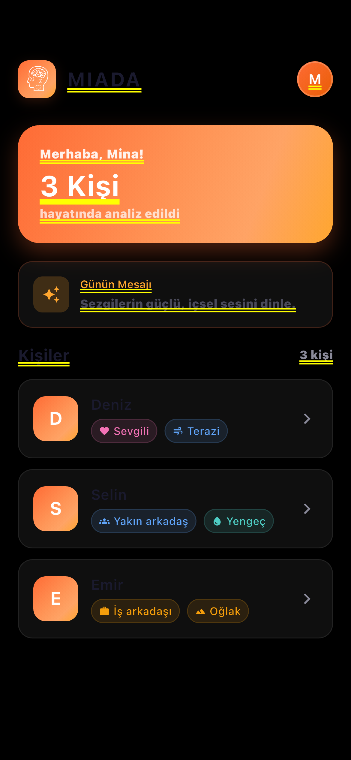 MIADA ana ekran görüntüsü