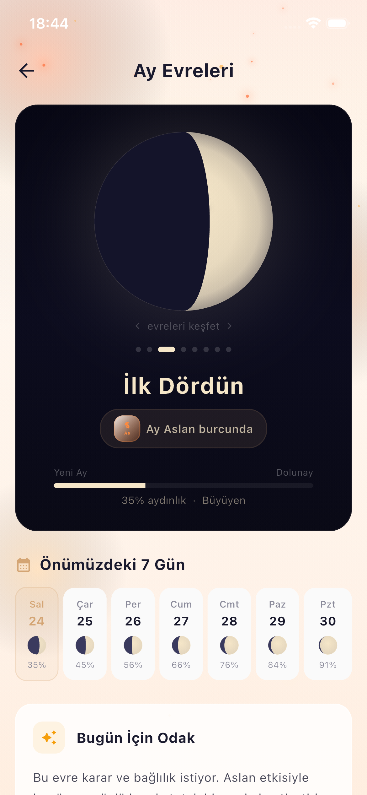 MIADA ay evreleri ekranı